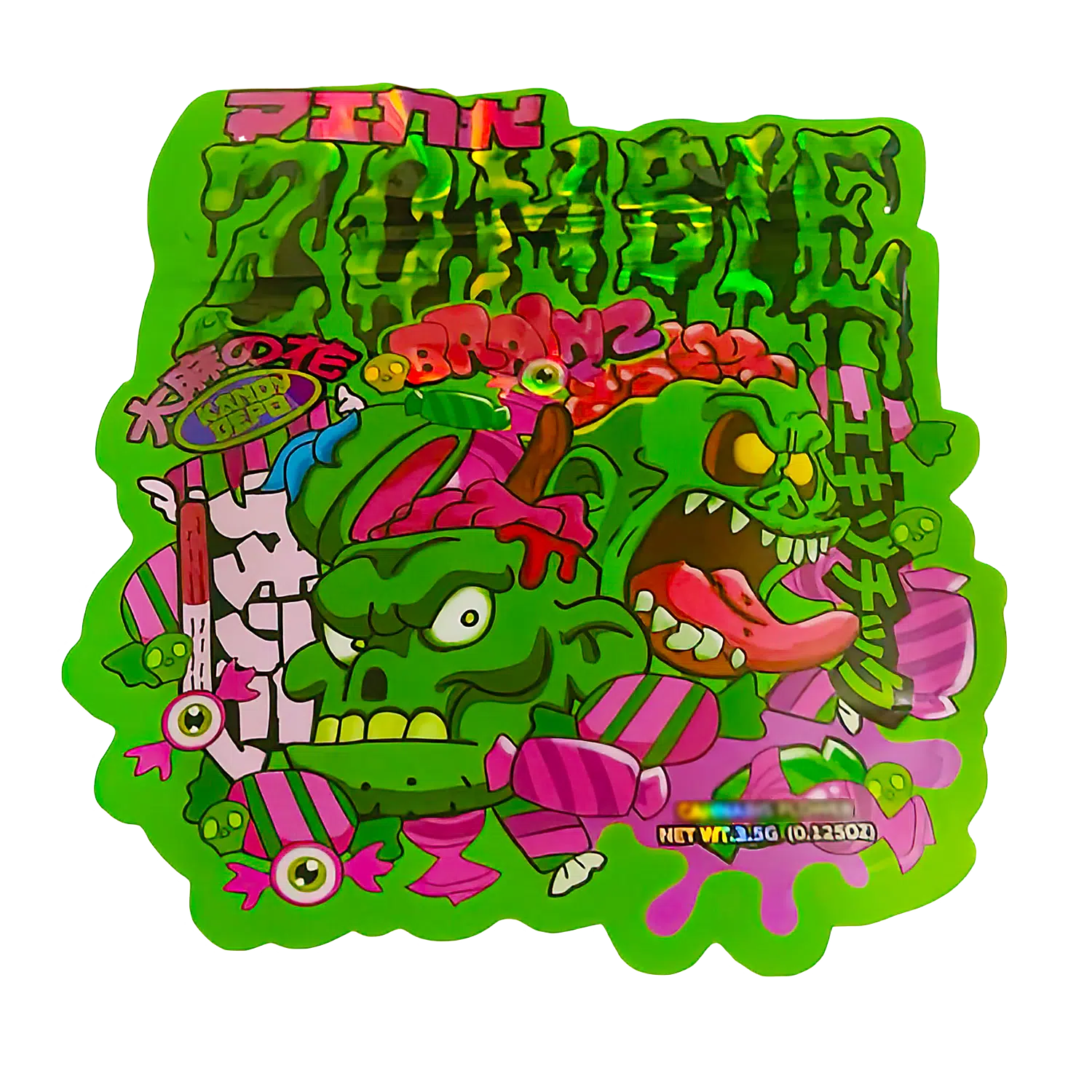 3.5g Shaped Mylar Bag (50 Count) Pink Brainz MB35-SHAPE-033