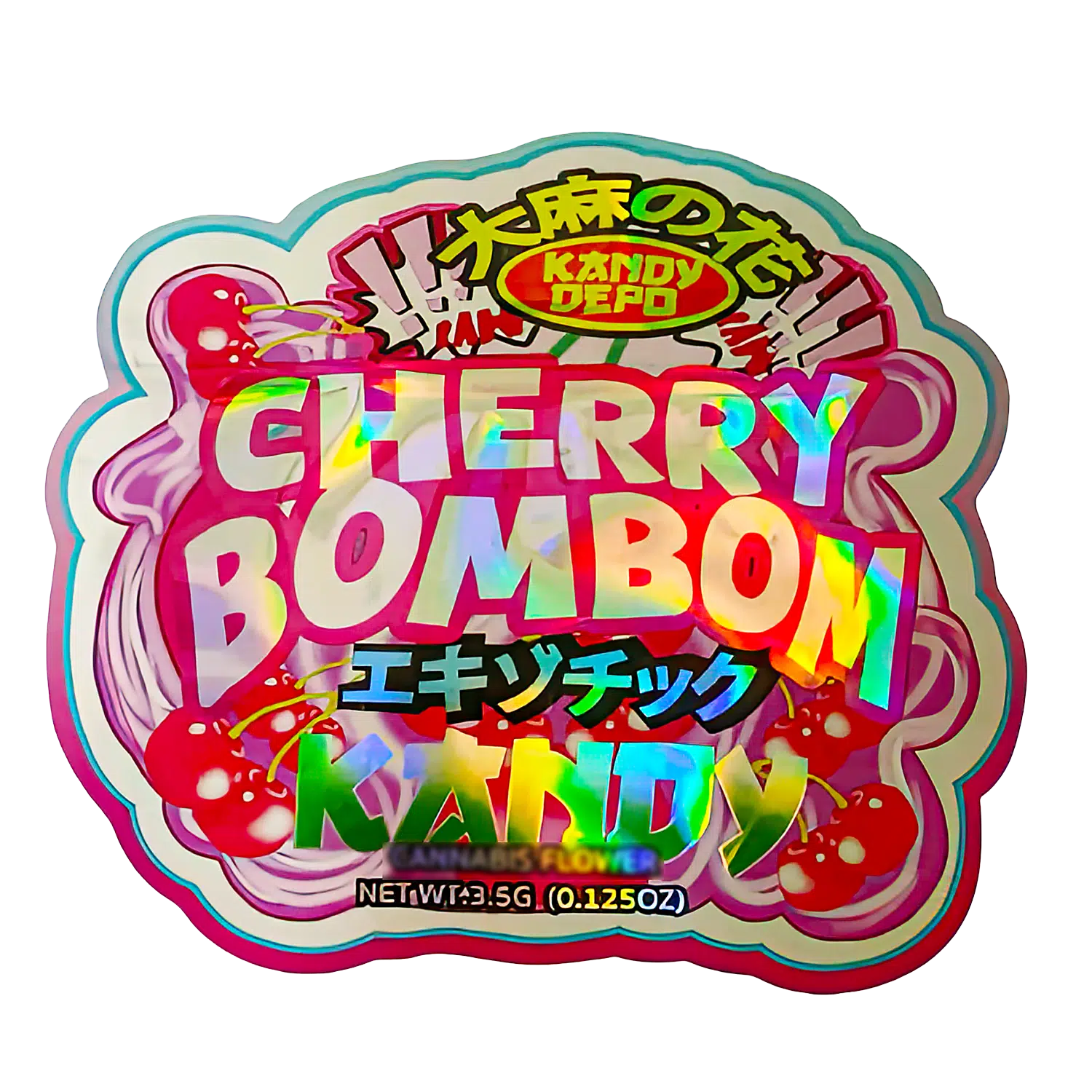 3.5g Shaped Mylar Bag (50 Count) Cherry BomBom MB35-SHAPE-034