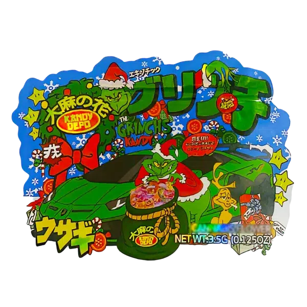 3.5g Shaped Mylar Bag (50 Count) The Grinch's Kandy MB35-SHAPE-037 - Image 2