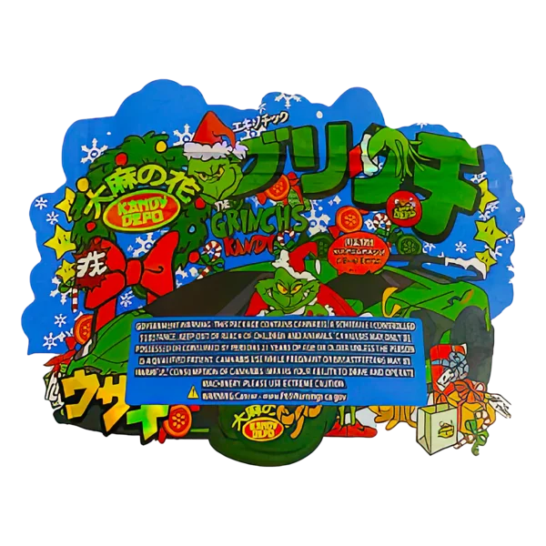 3.5g Shaped Mylar Bag (50 Count) The Grinch's Kandy MB35-SHAPE-037