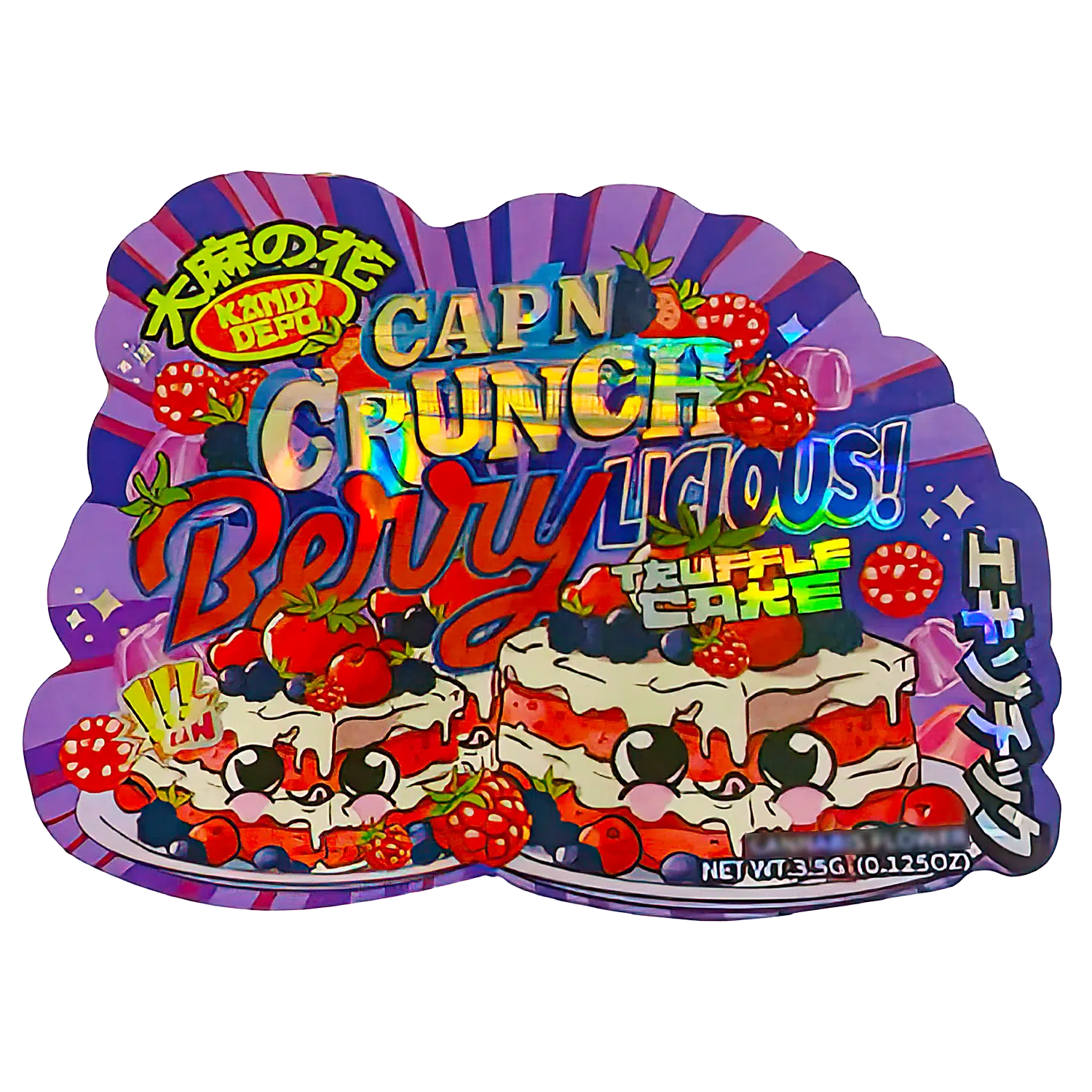 3.5g Shaped Mylar Bag (50 Count) Capn Crunch Berrylicious Truffle Cake MB35-SHAPE-040