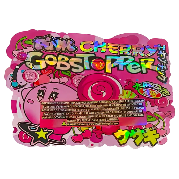3.5g Shaped Mylar Bag (50 Count) Pink Cherry Gobstopper MB35-SHAPE-042 - Image 2