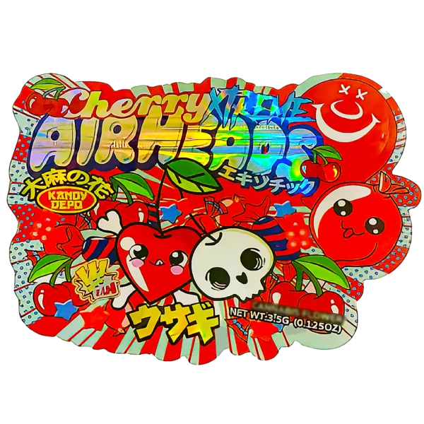 3.5g Shaped Mylar Bag (50 Count) Cherry Xtreme Airheads MB35-SHAPE-043