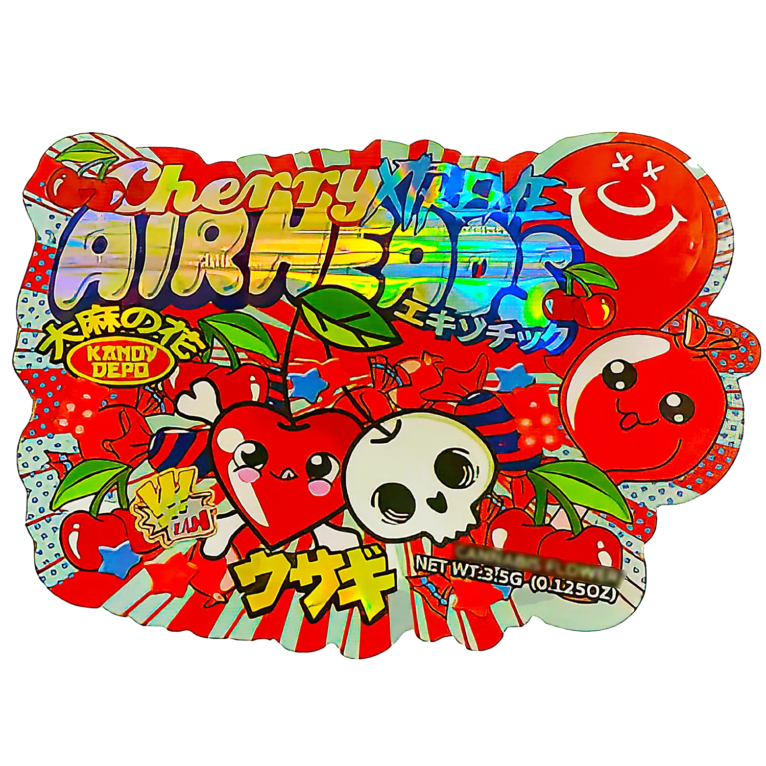 3.5g Shaped Mylar Bag (50 Count) Cherry Xtreme Airheads MB35-SHAPE-043