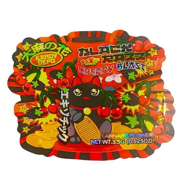 3.5g Shaped Mylar Bag (50 Count) Black Razz Cherry Blast MB35-SHAPE-047