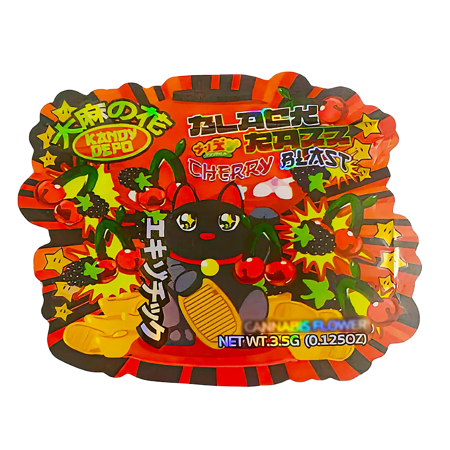 3.5g Shaped Mylar Bag (50 Count) Black Razz Cherry Blast MB35-SHAPE-047