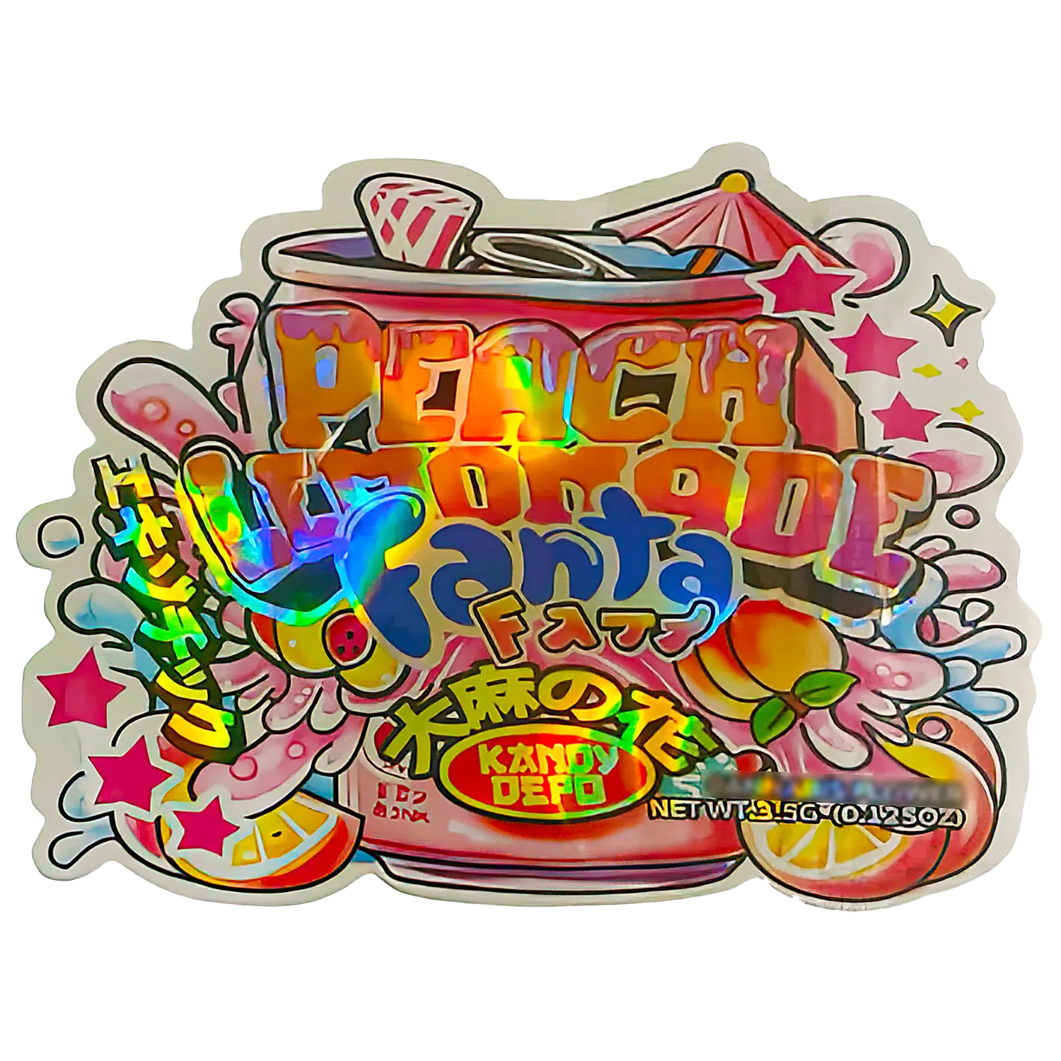 3.5g Shaped Mylar Bag (50 Count) Peach Lemonade Fanta Fatt MB35-SHAPE-053