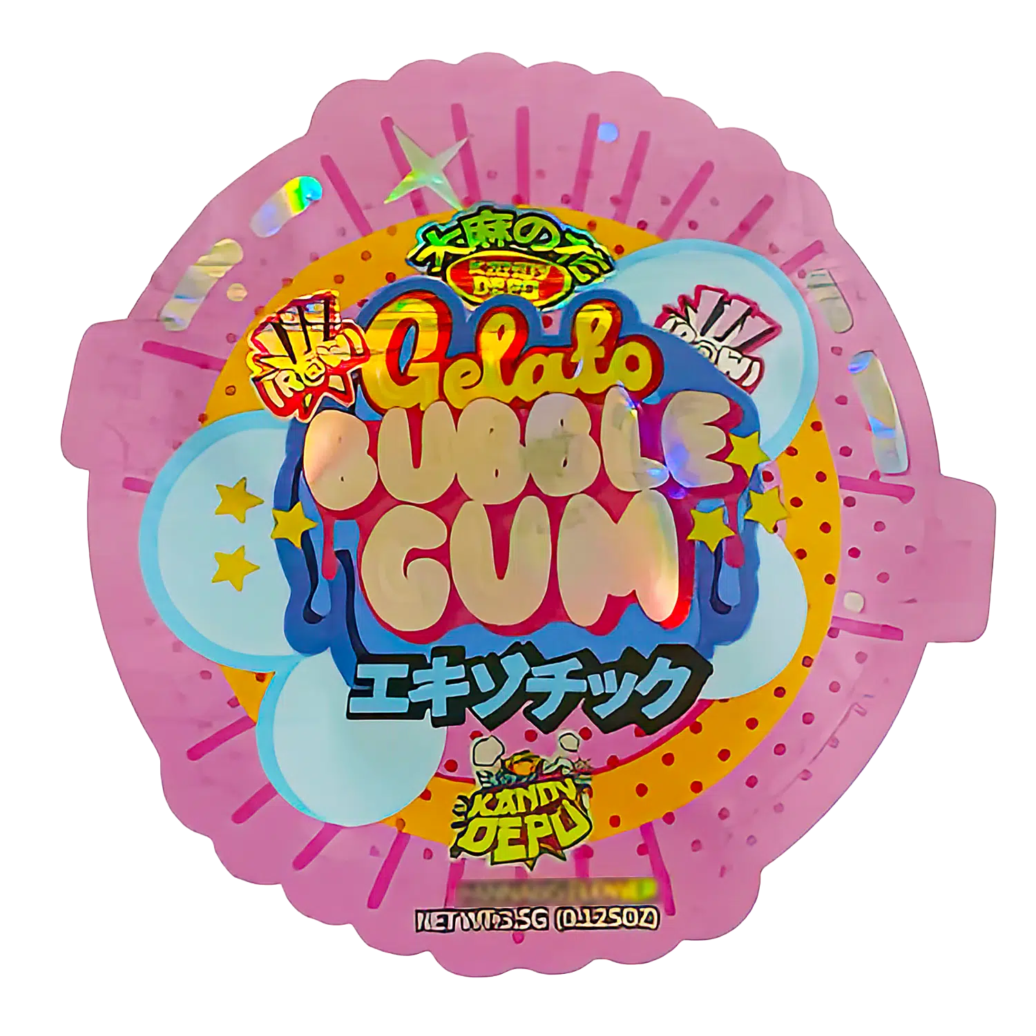 3.5g Shaped Mylar Bag (50 Count) Gelato Bubble Gum MB35-SHAPE-055