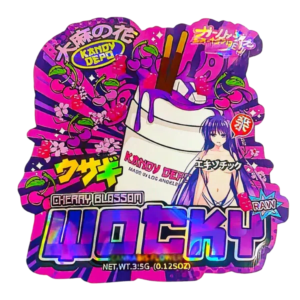 3.5g Shaped Mylar Bag (50 Count) Cherry Blossom Wocky MB35-SHAPE-057