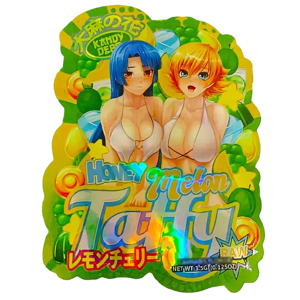3.5g Shaped Mylar Bag (50 Count) Honey Melon Taffy MB35-SHAPE-058
