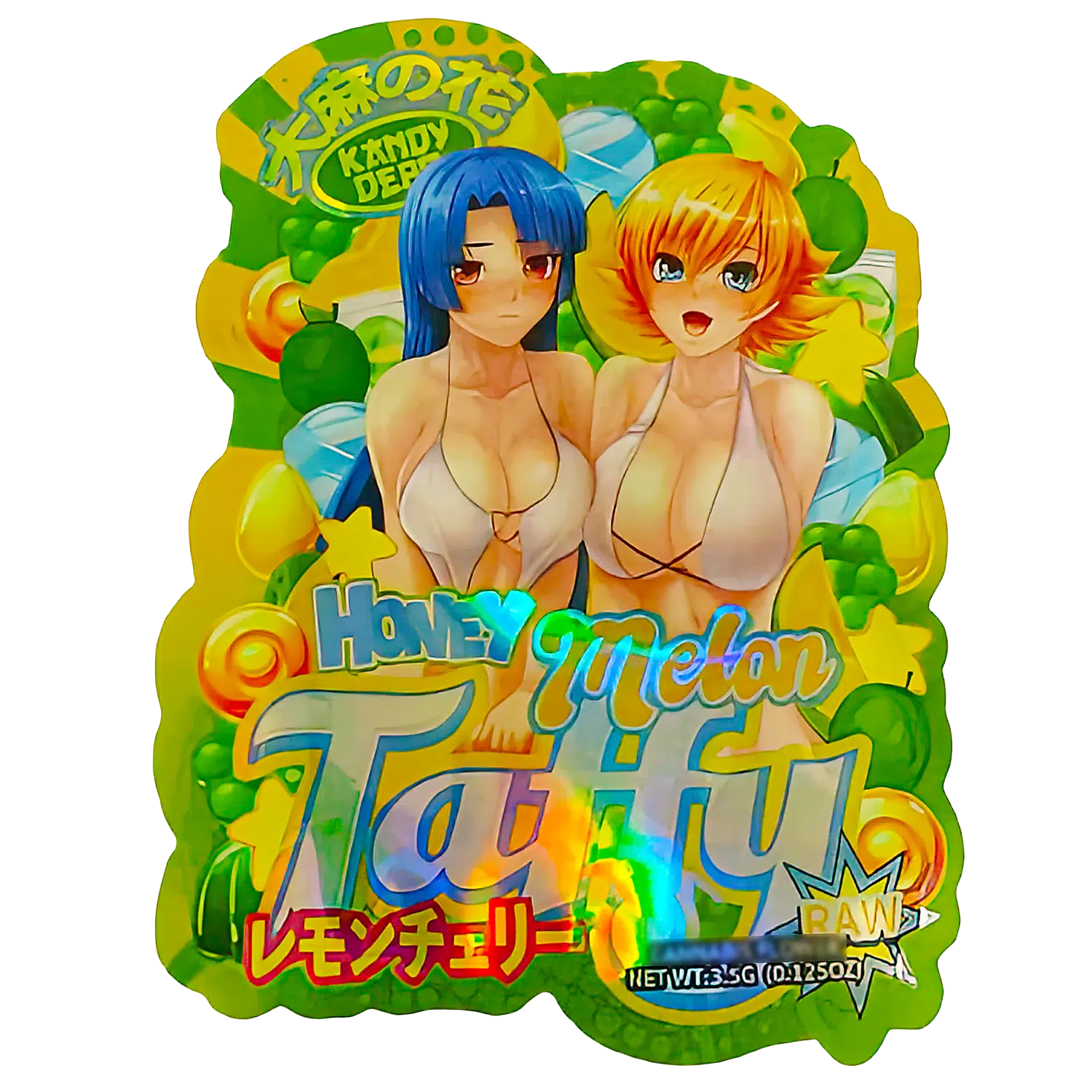 3.5g Shaped Mylar Bag (50 Count) Honey Melon Taffy MB35-SHAPE-058