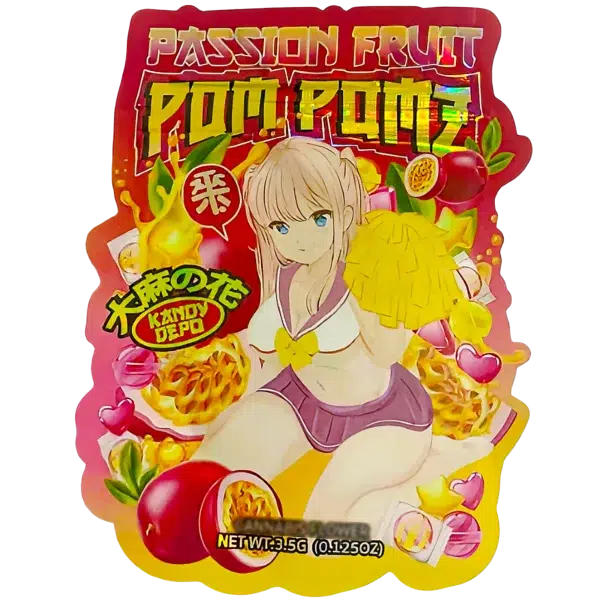 3.5g Shaped Mylar Bag (50 Count) Passion Fruit Pom Pomz MB35-SHAPE-060