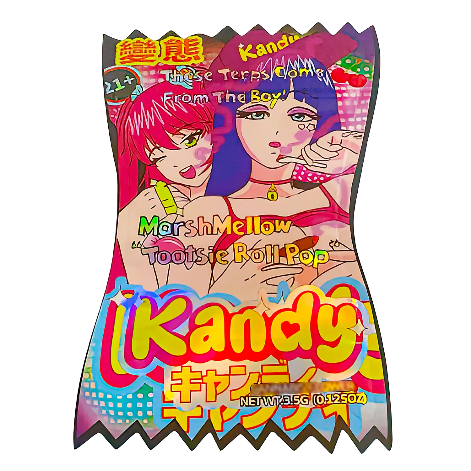 3.5g Shaped Mylar Bag (50 Count) Marshmallow Tootsie Roll Pop Kandy MB35-SHAPE-062