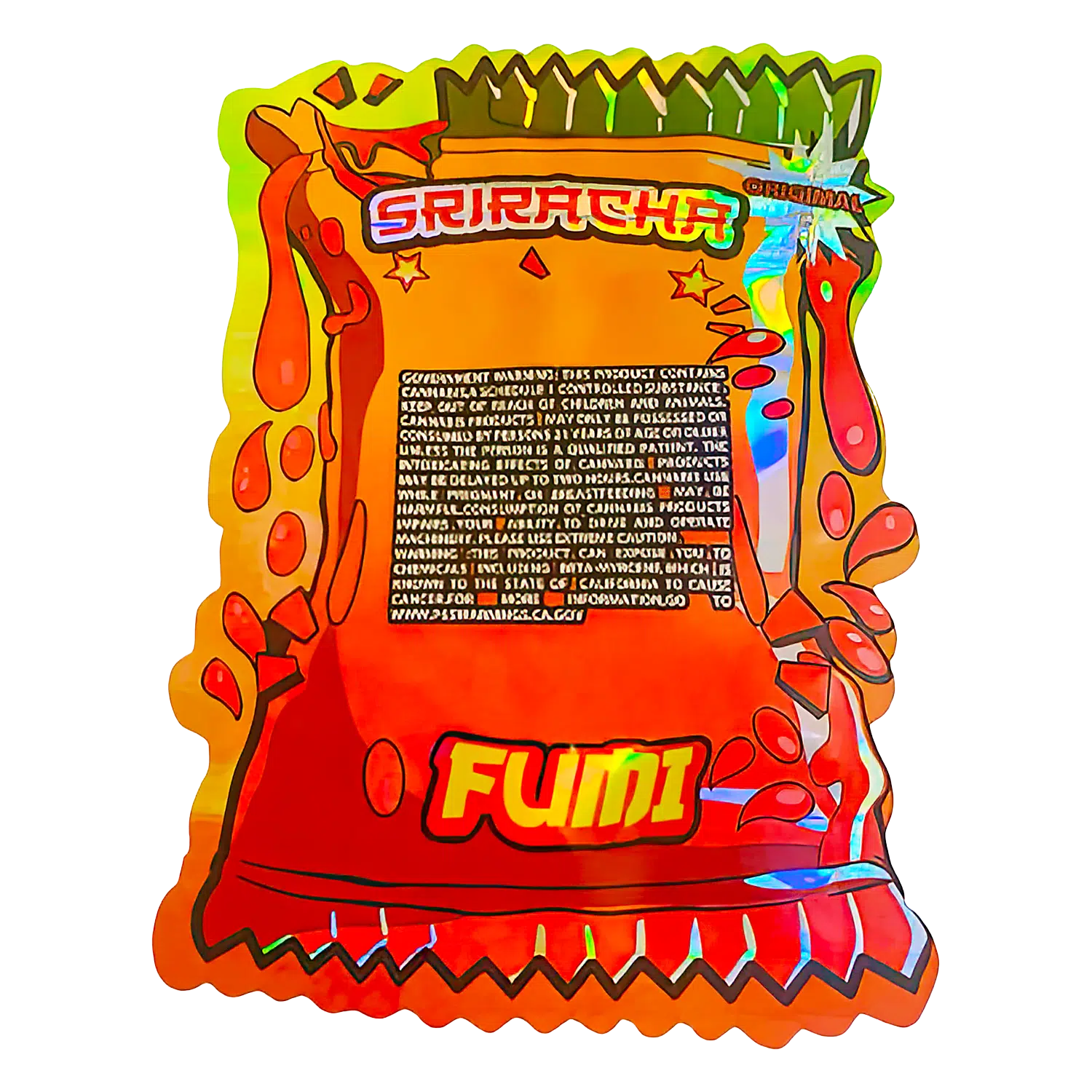 3.5g Shaped Mylar Bag (50 Count) Sriracha Fumi MB35-SHAPE-081 - Image 2