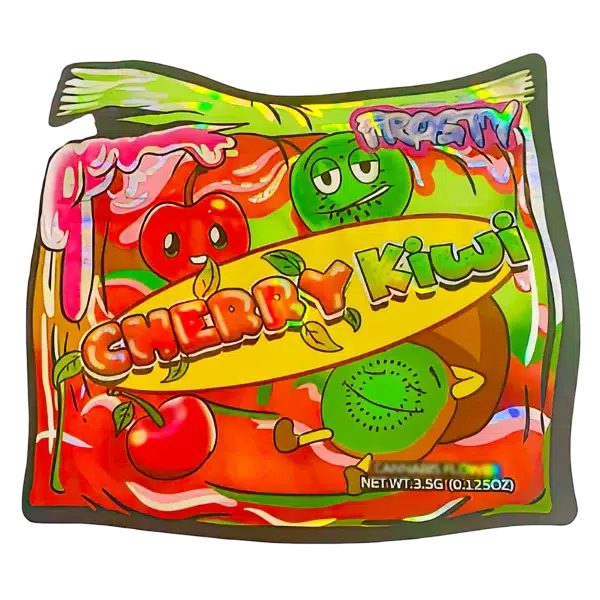 3.5g Shaped Mylar Bag (50 Count) Frosty Cherry Kiwi MB35-SHAPE-098