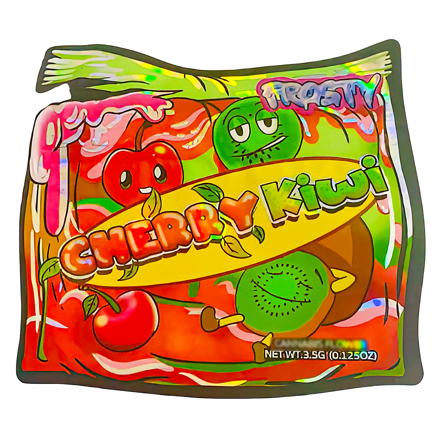 3.5g Shaped Mylar Bag (50 Count) Frosty Cherry Kiwi MB35-SHAPE-098