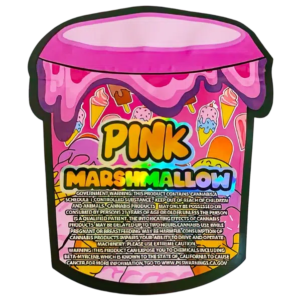 3.5g Shaped Mylar Bag (50 Count) Pink Marshmallow MB35-SHAPE-114 - Image 2