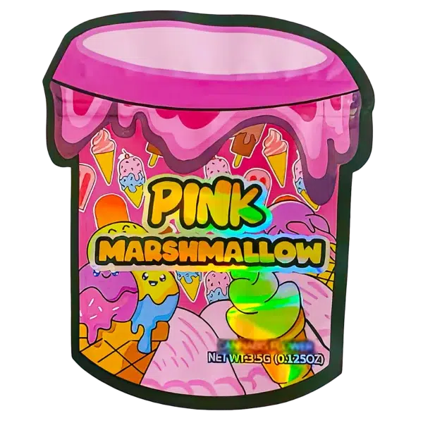 3.5g Shaped Mylar Bag (50 Count) Pink Marshmallow MB35-SHAPE-114