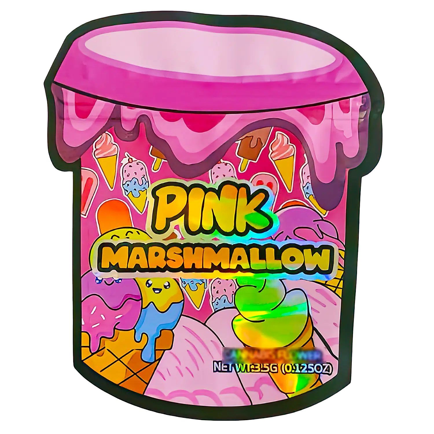 3.5g Shaped Mylar Bag (50 Count) Pink Marshmallow MB35-SHAPE-114