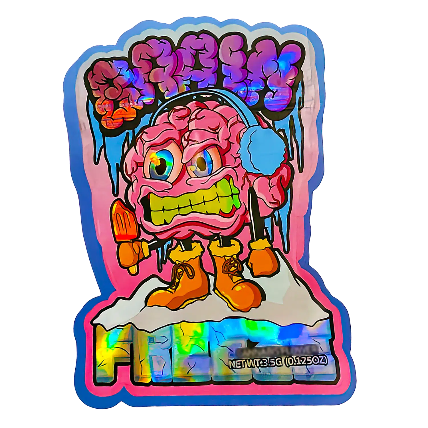 3.5g Shaped Mylar Bag (50 Count) Brain Freeze MB35-SHAPE-117