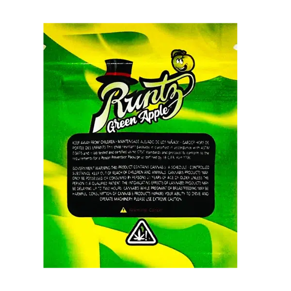 1 Gram Mylar Bag S1G Style – Premium Smell-Proof Flower Packaging - Runtz Green Apple (100 Count) S1G-015 - Image 2