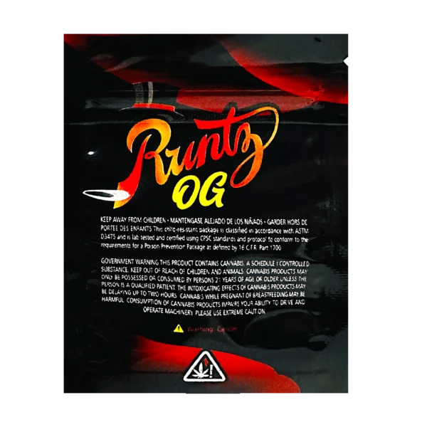 1 Gram Mylar Bag S1G Style – Premium Smell-Proof Flower Packaging - Runtz OG (100 Count) S1G-016 - Image 2