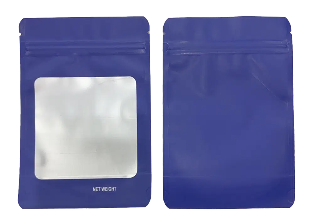 14G Blank Square Window Mylar Bag – Premium Packaging (Purple) (50 Count) SMBW-14G-011