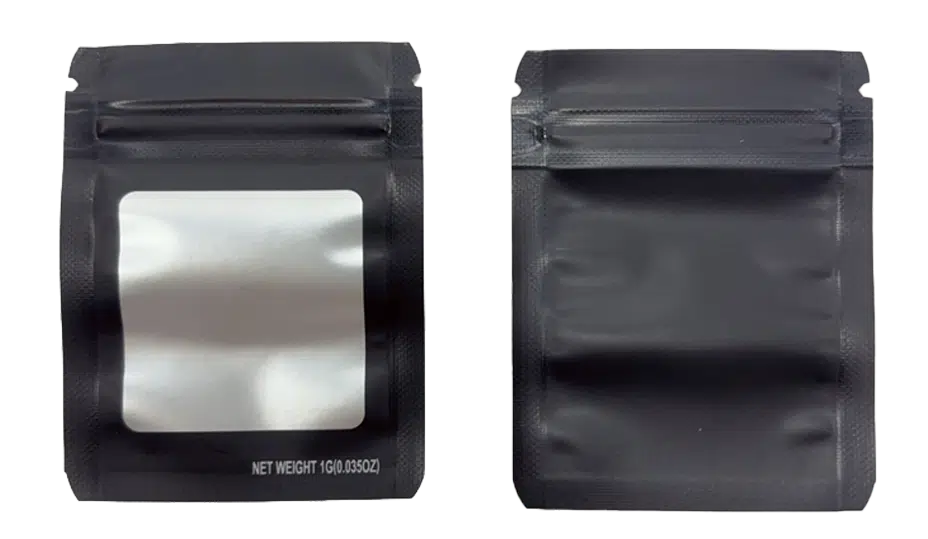 1G Blank Square Window Mylar Bag – Premium Packaging (Black) (100 Count) SMBW-1G-007