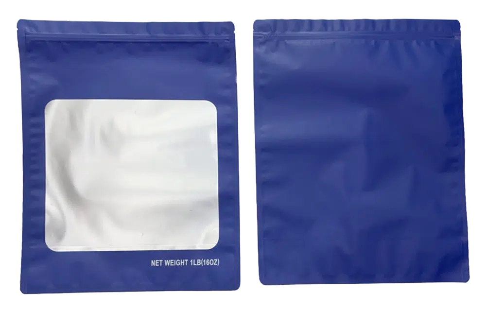 1 Pound Blank Square Window Mylar Bag – Premium Packaging (Royal Blue) (25 Count) SMBW-1LB-011