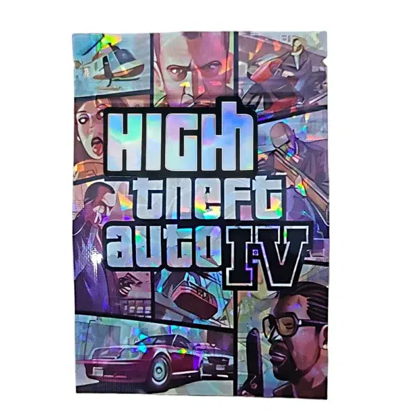 1 Gram Stock Mylar Bag – Premium Smell-Proof Flower Packaging - High Theft Auto IV (100 Count) WSMB-1G-025