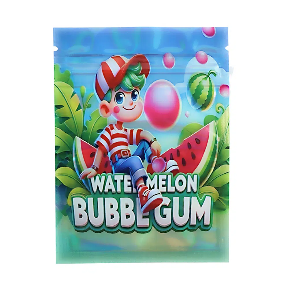 1 Gram Stock Mylar Bag – Premium Smell-Proof Flower Packaging – Watermelon Bubble Gum (100 Count) WSMB-1G-026
