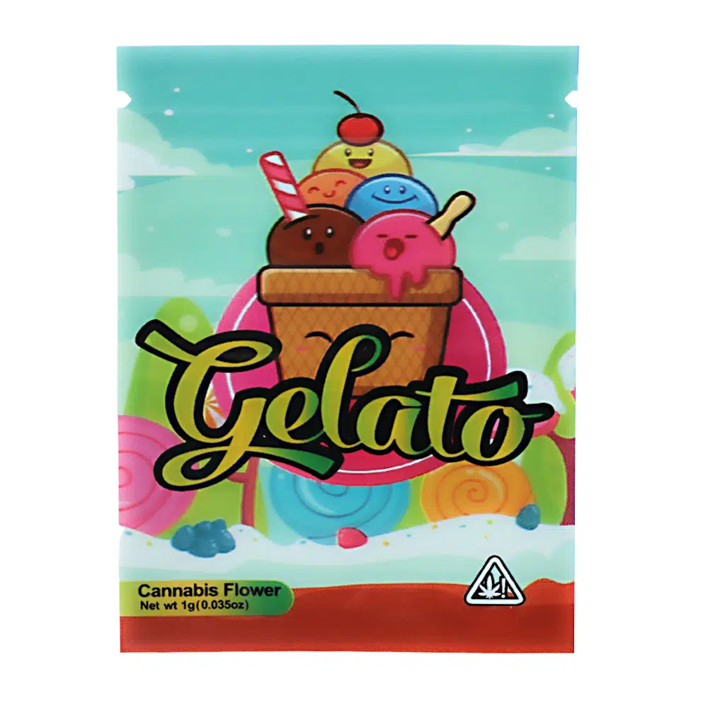 1 Gram Stock Mylar Bag – Premium Smell-Proof Flower Packaging – Gelato (100 Count) WSMB-1G-046