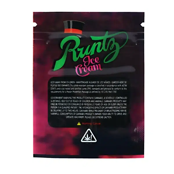 1 Gram Stock Mylar Bag – Premium Smell-Proof Flower Packaging - Runtz Ice Cream (100 Count) WSMB-1G-051 - Image 2