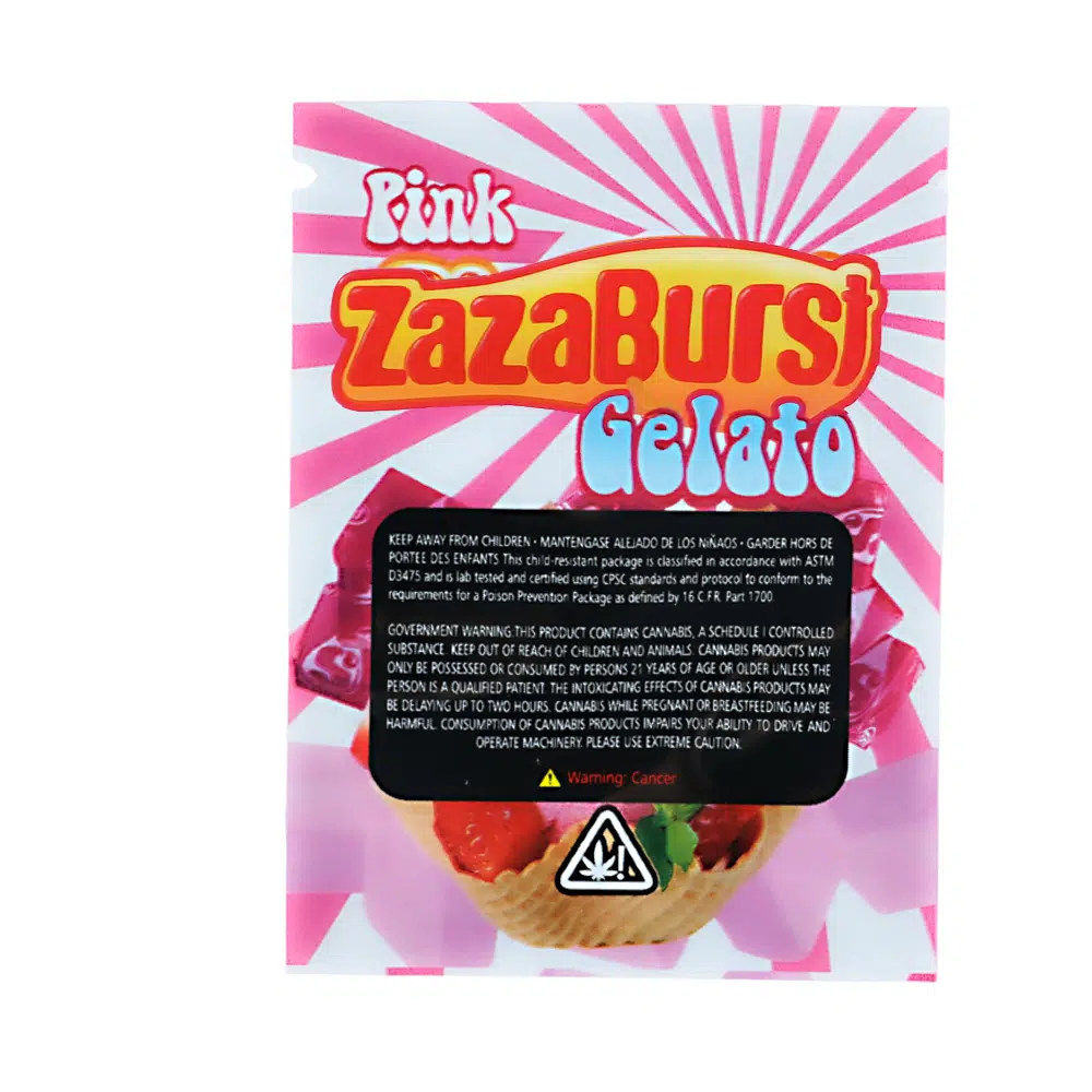 1 Gram Stock Mylar Bag – Premium Smell-Proof Flower Packaging - Pink Zazaburst (100 Count) WSMB-1G-053 - Image 2