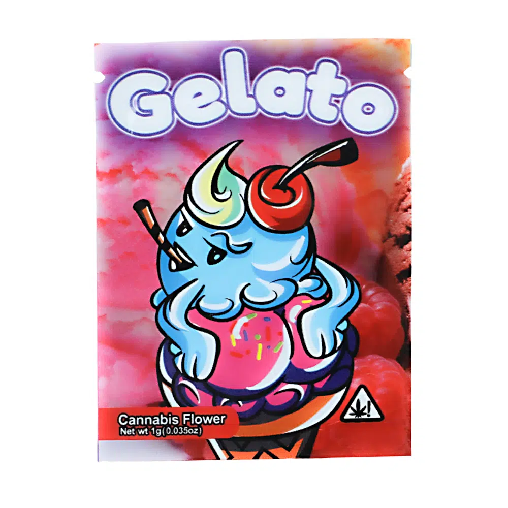 1 Gram Stock Mylar Bag – Premium Smell-Proof Flower Packaging – Gelato (100 Count) WSMB-1G-069