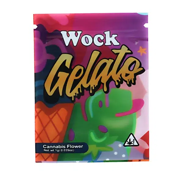 1 Gram Stock Mylar Bag – Premium Smell-Proof Flower Packaging - Wock Gelato (100 Count) WSMB-1G-071
