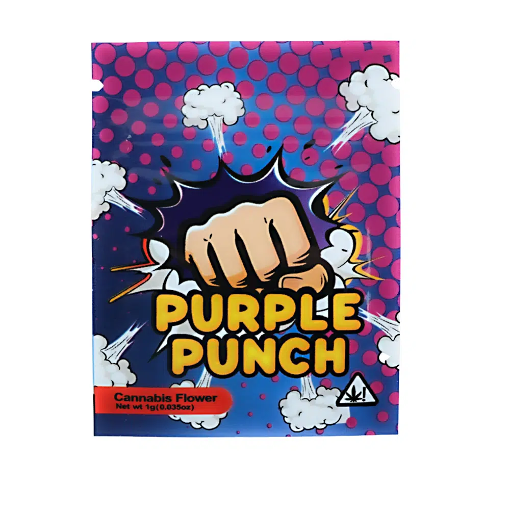 1 Gram Stock Mylar Bag – Premium Smell-Proof Flower Packaging – Purple Punch (100 Count) WSMB-1G-073