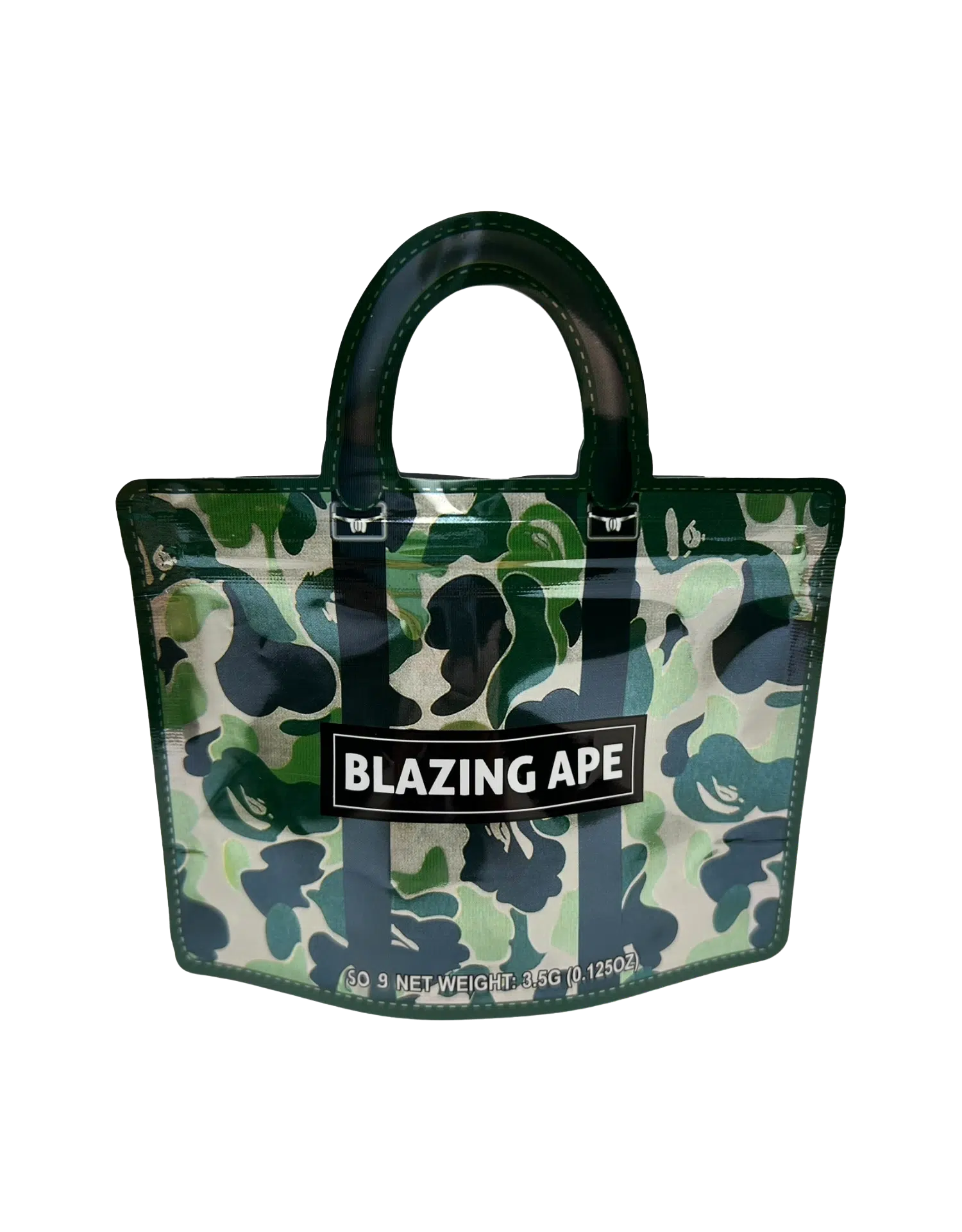 3.5g Handbag Shaped Mylar Bag (50 Count) Blazing Ape Camouflage – HBMB-35-004