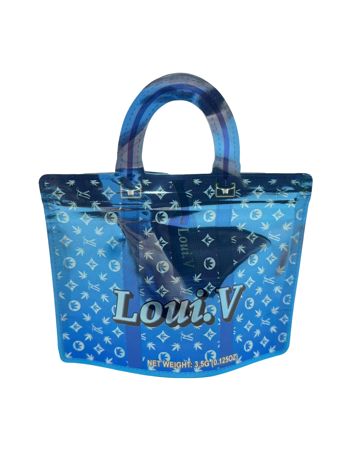 3.5g Handbag Shaped Mylar Bag (50 Count) Loui V Blue – HBMB-35-029
