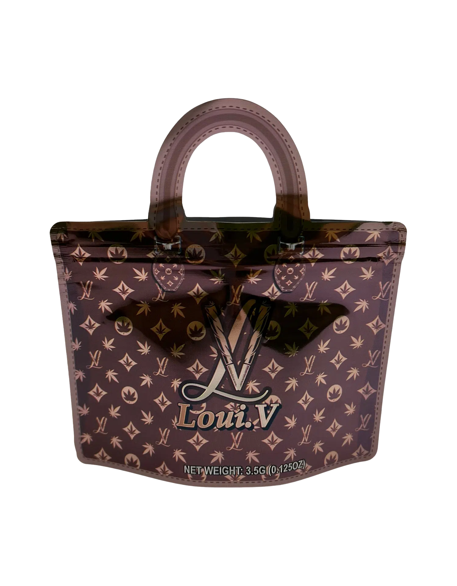 3.5g Handbag Shaped Mylar Bag (50 Count) Loui V Brown – HBMB-35-030