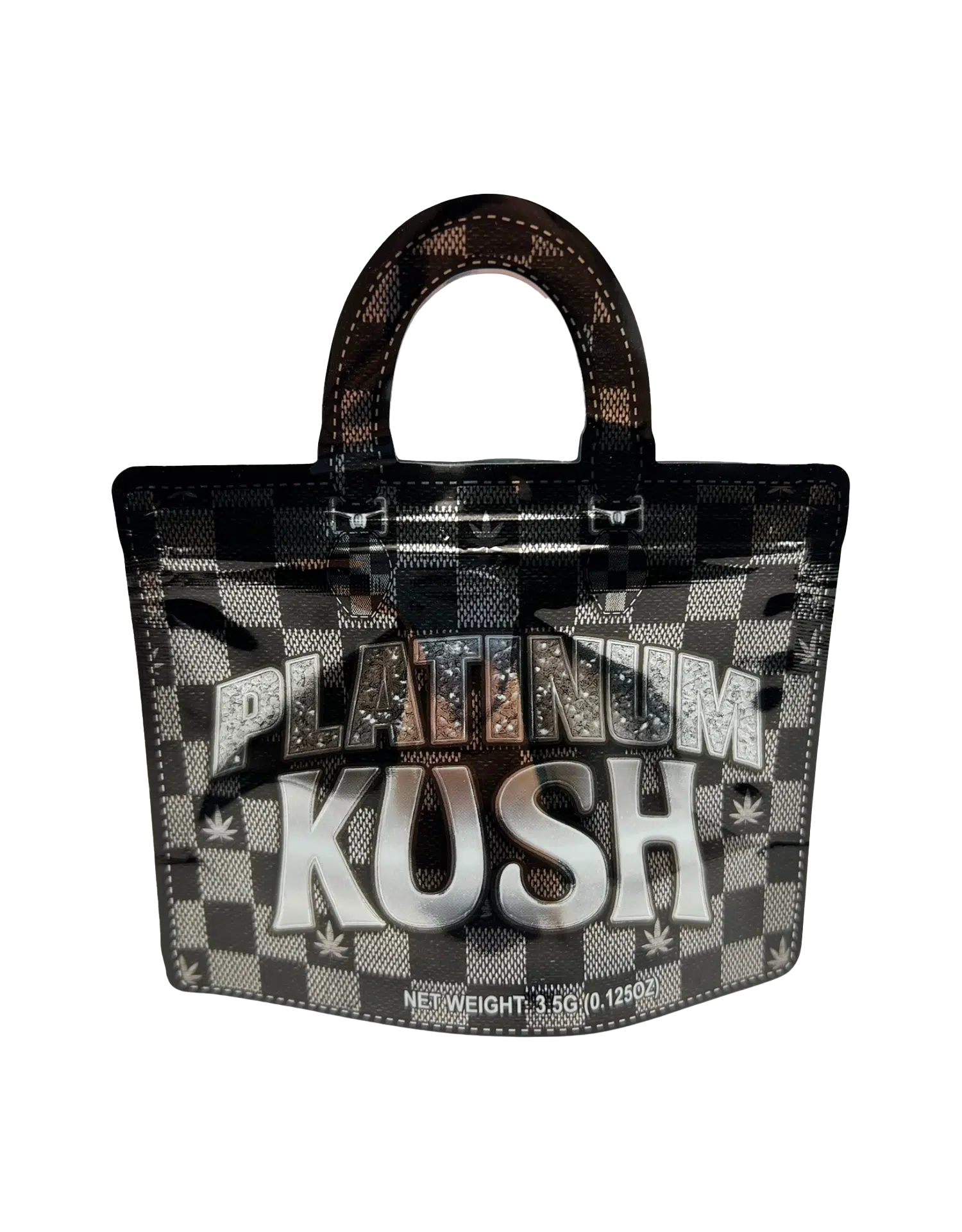 3.5g Handbag Shaped Mylar Bag (50 Count) Platinum Kush – HBMB-35-036