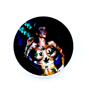 ASH003 Tin Ashtray 5.5″x5.5″ Big Titties Weed Girl