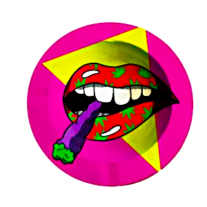 ASH017 Tin Ashtray 5.5″x5.5″ Red Lips with Joint