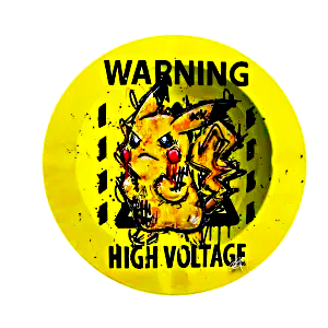 ASH021 Tin Ashtray 5.5″x5.5″ Pokemon Pikachu Warning High Voltage