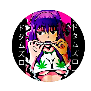 ASH041 Tin Ashtray 5.5″x5.5″ Purple Hair Weed Girl