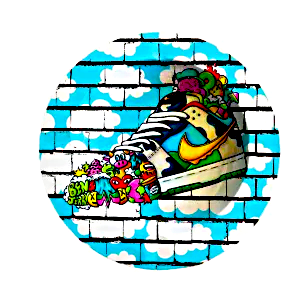 ASH058 Tin Ashtray 5.5″x5.5″  Nike Sneaker Blue Brick Wall