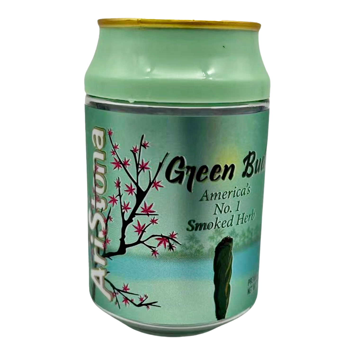 3.5g Plastic Soda Can Jar – (12 Count) Aristona Green Bud CMB-019