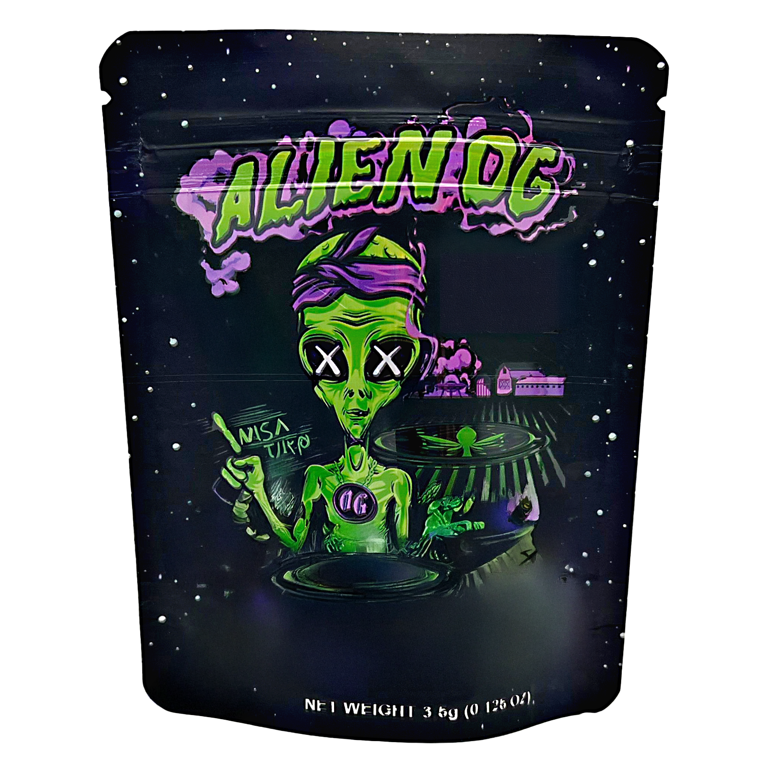 3.5 Gram Mylar Bag – Premium Smell-Proof Packaging – Alien OG Hush (50 Count) CMB-35G-007