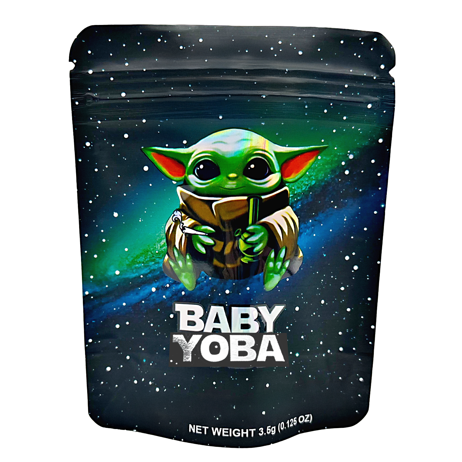 3.5 Gram Mylar Bag – Premium Smell-Proof Packaging – Baby Yoba (50 Count) CMB-35G-011