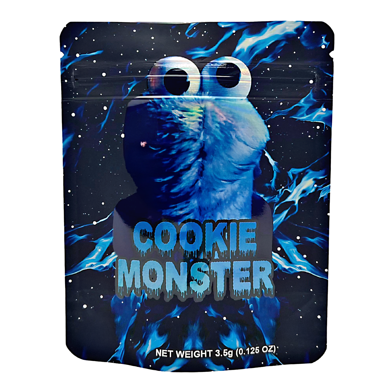3.5 Gram Mylar Bag – Premium Smell-Proof Packaging – Cookie Monster (50 Count) CMB-35G-028